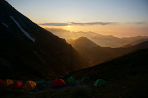 五竜山荘テン場からの夕焼け