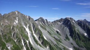 快晴の穂高連峰を望む